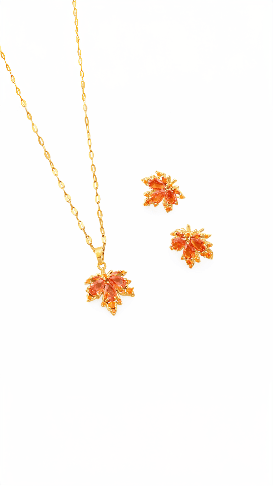 Suhira Autumn Maple Crystal Pendant Set