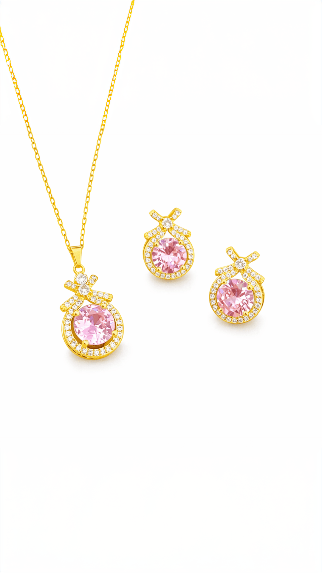 Suhira Blush Sparkle Crystal Pendant Set