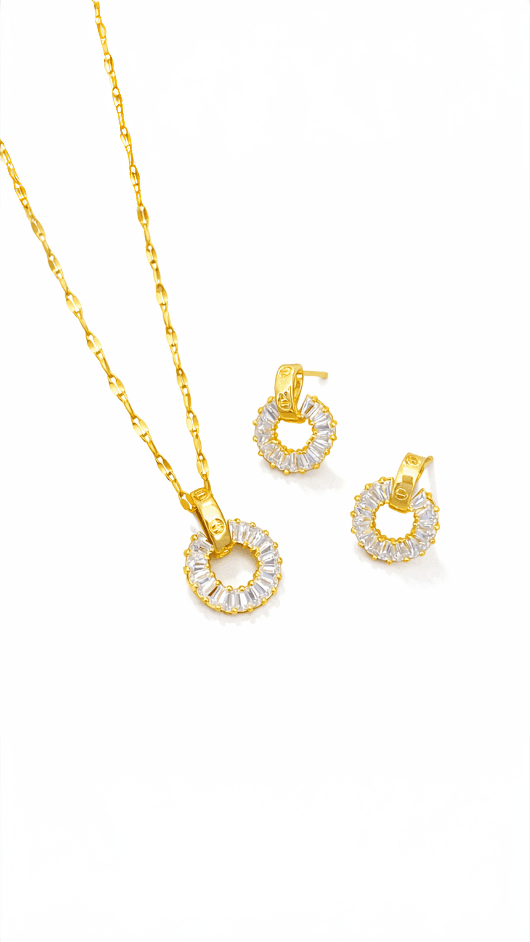 Suhira Crystal Halo Circle Pendant Set