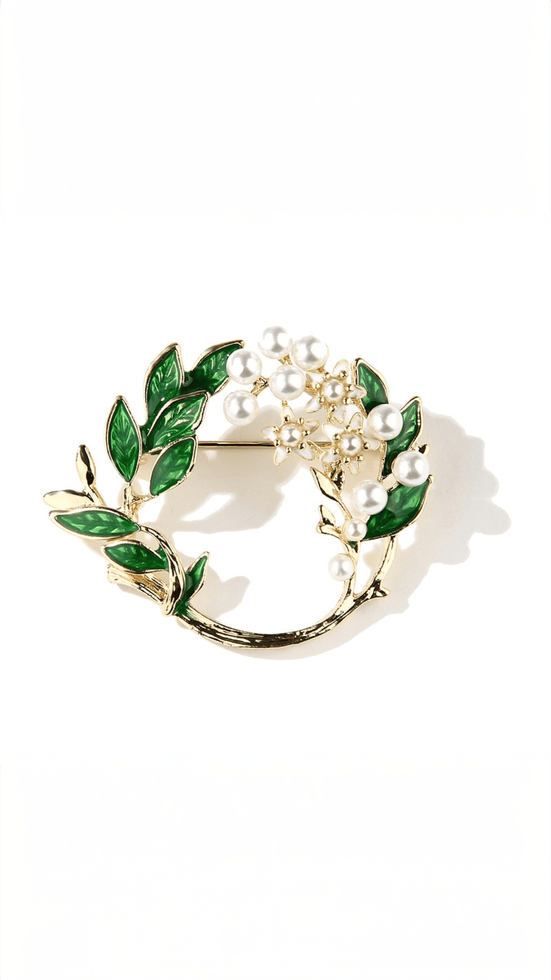 Suhira Pearl Leaf Wreath Brooch